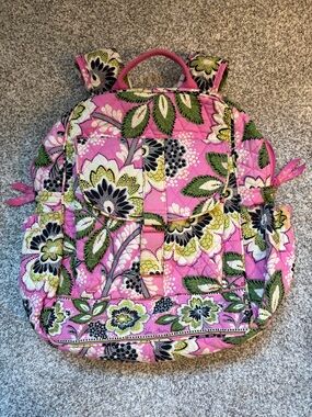 Vera Bradley Pink & Green Floral Quilted Backpack